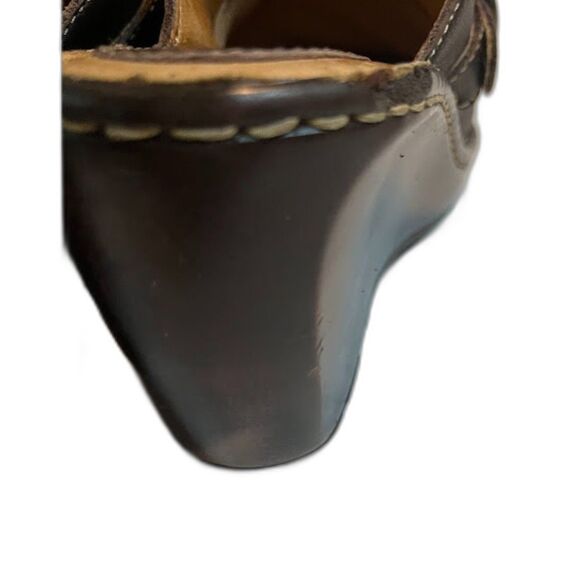 BORN Boho Casual Chic Brown 3" Heel 'Genuine Leather Slide-On Clogs Sz 7*READ - Picture 7 of 10